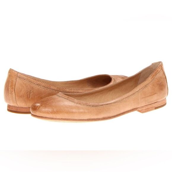 Frye Tan Leather ballet flats Sz 8.5 Carson Casual Neutral Camel - Picture 1 of 10